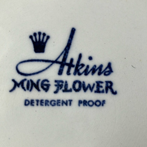 Atkins Ming Flower: Floral Blue & Cream Dinner Plate - Picture 2 of 15